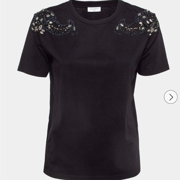 Sandro crystal embellished cotton tee, L - Picture 3 of 12